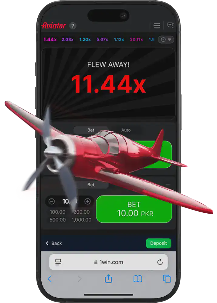 Playing 1win Aviator on iOS device
