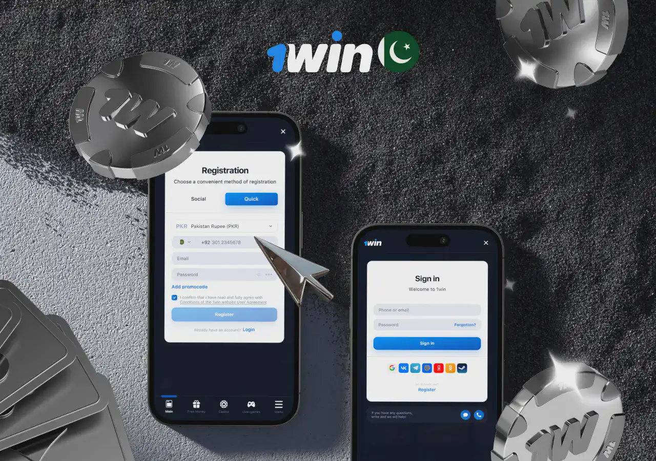 Login and registration process on 1win